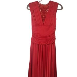 Vtg 80s Abby Kent Dress Sleeveless Sequin Ruched Pleated V Neck Sz 8